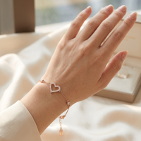 Großhandel Klassisches 925 Sterling Silber Roségold-Plattiertes Herz-Kettenarmband mit Funkelndem Zirkon als Geschenk für Damenpartys