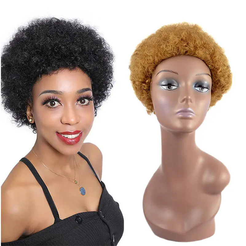 High Quality Finest Price Short Afro Wigs Pixie Cut Very Short At The Back Curly Afro Wig