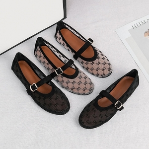 Chaussures plates respirantes pour femmes, grande taille 43, style ballerine en dentelle, décontractées, à bout rond, en résille, collection été 2026 - Product Image 4