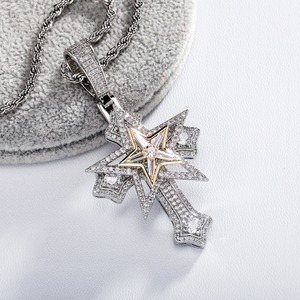 Altın Gümüş Pirinç Erkek Kolye Ankh Haç Horus'un Gözü Kolye Ucu Kübik Zirkon Taşlı Ağır Halat Zinciri Hip Hop Takı - Product Image 1