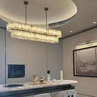 Lustre en albâtre espagnol sur mesure pour restaurant, villa, duplex, salon, table à manger et îlot de cuisine - LED 120-150 cm