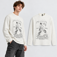 T-shirt à manches longues pour homme avec imprimé graffiti, style hip-hop, motif esquisse, coupe oversize en coton, décontracté, printemps-automne, vente en gros OEM