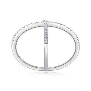 Zanlong 14032 plaqué <span class=keywords><strong>or</strong></span> <span class=keywords><strong>18</strong></span> <span class=keywords><strong>carats</strong></span> croix X plein diamant Moissanite bague en argent sterling 925 double Moissanite bague - Product Image 4