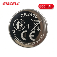 Vente en gros d'usine, piles bouton au lithium GMCELL CR2032 CR2450 3V 600mAh, télécommande personnalisée pour jouets