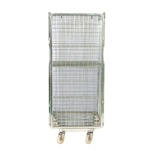 Chariot à 3 faces pour rangement de cargaison, conteneur pliable, en maille, à nylon, adapté aux entrepôts commerciaux - Product Image 2