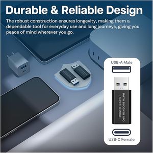 USB-C chặn USB-A với sạc thông minh, bảo vệ chống nước trái cây, chỉ sạc Bộ chuyển đổi, sạc an toàn, Bộ chuyển đổi chặn dữ liệu - Product Image 3