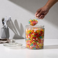Pot de conservation hermétique en verre transparent avec couvercle, récipient de cuisine de qualité alimentaire, conteneur cylindrique rond pour aliments secs