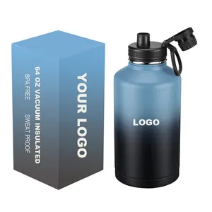 Garrafa de água isolada 64 oz, frasco a vácuo, boca larga e 64 oz, garrafa de água inoxidável com tampa de bico
