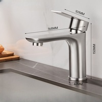 Robinet de lavabo chaud et froid Design moderne à un trou avec noyau de valve en acier inoxydable sous le bassin pour les hôtels et les ménages