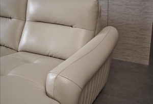 Sofá Moderno en Forma de L, de Cuero Genuino, Asiento Extendido Cómodo, Patas Metálicas Convertibles, para Sala de Estar/Apartamento, Diseño Confortable - Product Image 4