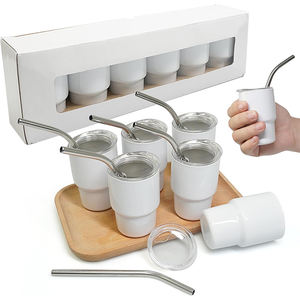 بيع بالجملة مخصص ميني 2 أونصة 3 أونصة بهلوان فراغي لطيف من الفولاذ المقاوم للصدأ بالتساميك بغطاء وقش معدني - Product Image 1