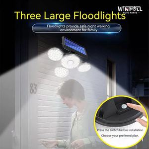 Lampe solaire à détecteur de mouvement extérieure à 4 têtes avec télécommande, étanche, pour jardin, cour, mur, éclairage de chemin - Product Image 5