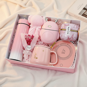 Girls <strong>Gift</strong> Box Set Custom Logo Vaccum Flask Tea Coffee Mug Towel Humidifier for Mothers Day Valentine Wedding Vasos Termicos - Product Image 1