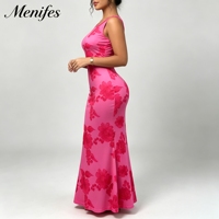 Robe longue décontractée pour femme, sans manches, imprimée, coupe droite, élégante, pour les vacances, vente en gros du fabricant