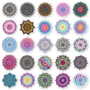 50 piezas fábrica al por mayor Mandala patrón dibujos animados pegatina UV impresión personalizada troquelado vinilo pegatina - Product Image 3