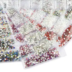 Multi-tailles en verre Strass ongles Art décorations cristaux Strass breloques Partition taille mixte ensemble de Strass