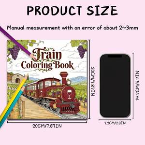 Carnet de coloriage sur le thème du train, personnalisé, de haute qualité, reliure parfaite, couverture <span class=keywords><strong>en</strong></span> carton 250 g/m², pour adultes, anti-stress - Product Image 5