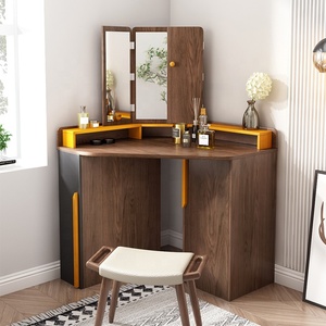 <span class=keywords><strong>Mueble</strong></span> de Dormitorio con Espejo, Tocador de <span class=keywords><strong>Maquillaje</strong></span> Esquinero con Almacenamiento, Cómoda de Madera - Product Image 2