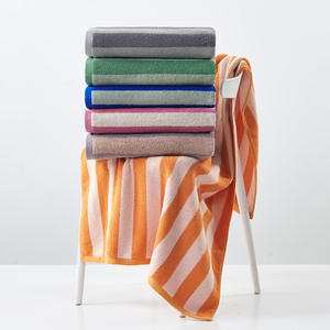 Toalla de Baño a Rayas de Algodón Puro 70X140Cm 450G, Suave y Agradable para la Piel, Juego de Toallas Rectangulares Tejidas para Uso Doméstico - Product Image 1