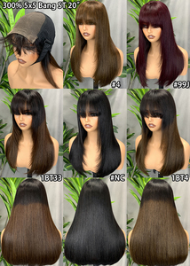 Promotion 142$ Letsfly Perruques Lace 5x5 à densité 300% avec frange SDD, en cheveux humains vietnamiens, vente en gros, 20 pouces - Product Image 3