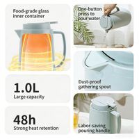Nouvelle conception de carafe à café en verre à double paroi personnalisée, logo personnalisé, pot à thé et à café isolé, thermos