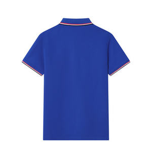 180 GSM 남성 커플 매칭 반팔 솔리드 그리드 패턴 코튼 탑 캐주얼 폴로 셔츠 - Product Image 5