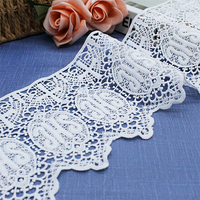 Bordure en dentelle brodée à motifs croisés de 12,2 cm de large, soluble dans l'eau, pour vêtements et sacs de mode
