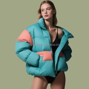 Chamarra Acolchada Brillante Ecológica para <span class=keywords><strong>Mujer</strong></span>, Chaqueta de Invierno Talla Grande para Esquiar con Cierre Estilo Bomber de Alta Calidad, Abrigos de Plumas para Dama - Product Image 2