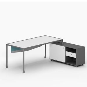 Modern Luxury Executive L-Shaped <b>Office</b> Desk Wooden <b>Table</b> With Iron Material for Home School or Hospital <b>Office</b> Furniture - Product Image 3