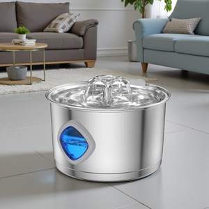 Leak Proof Automatic Stainless Steel 2.8L Modern Stylish Indoor Water Fountain Multi-layer Filtration System for Cats Dogs All - Product Image 1