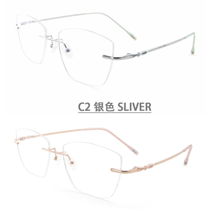 Ultra-Light Pure Titanium Rimless <strong>Fashionable</strong> Reading <strong>Glasses</strong> 0632-F Polygonal Large Frame 53mm Anti-Blue Light Flat Mirror - Product Image 2