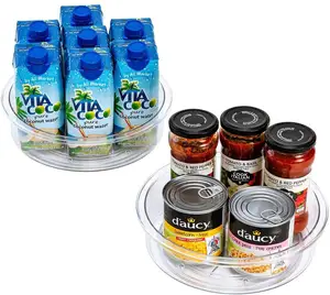 Amazon Hot Selling Lazy Susan Draaitafel Voedsel Opslag Container Roterende Specerijen Kruidenrek Spinning Organizer Voor Keuken