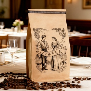 Bolsas Biodegradables Reutilizables Impresas Personalizadas de 4 Oz 1 kg, Bolsas de Fondo Plano para Empacar Granos de Café con Válvula y Cierre - Product Image 3