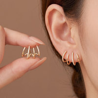 Pendientes de Oreja Minimalistas de Cuatro Puntas, Diseño de Lujo Ligero para Mujer, Tendencia Viral Premium, Elegantes