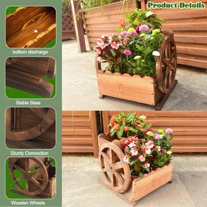 Ruote <span class=keywords><strong>per</strong></span> fioriera <span class=keywords><strong>da</strong></span> giardino in legno a 2 livelli carretto decorativo a <span class=keywords><strong>fiori</strong></span> sopraelevato <span class=keywords><strong>per</strong></span> <span class=keywords><strong>balcone</strong></span> Patio con fori di drenaggio <span class=keywords><strong>per</strong></span> <span class=keywords><strong>fiori</strong></span> - Product Image 5