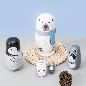 5-Layer Matryoshka Nga Làm Tổ Búp Bê Gấu Trắng Thiết Kế Bằng Gỗ Động Vật Đồ Chơi Khắc Gỗ Thủ Công Mỹ Nghệ Hộp Gỗ Tường Dấu Hiệu - Product Image 6