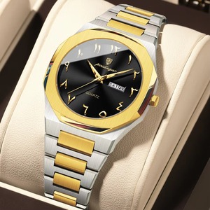 Montre pour femme, tendance, cadran rond, montre à quartz, bracelet en acier inoxydable, style polyvalent pour tous les jours - Product Image 1
