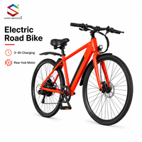Vélo de route électrique 36V 250W avec moteur arrière, 7 vitesses, cadre en acier pour adultes, idéal pour les trajets urbains
