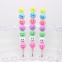12 Crayons de visage heureux et stylo Graffiti d'expression drôle outils et jouets de dessin d'étudiant en plastique pour enfants