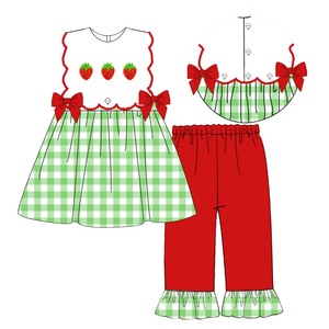 <span class=keywords><strong>Abbigliamento</strong></span> per Bambini OEM Boutique con Fragole, Vestiti Primaverili per Bambini, <span class=keywords><strong>Abbigliamento</strong></span> per <span class=keywords><strong>Bambina</strong></span> con Nodo Francese a Fragola - Product Image 6