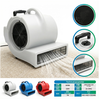 Souffleur d'air portable 2900W 220V 3 vitesses, silencieux, électrique, avec roues, poignée de transport et câble de 12m pour le séchage en construction
