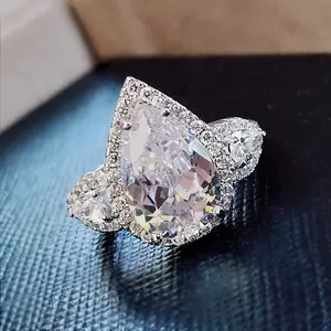 Высококачественное серебряное роскошное бриллиантовое ювелирное обручальное кольцо