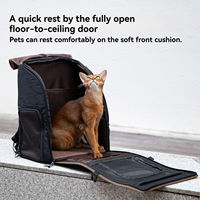 Sac à dos carré en nylon pour chat et chien, léger, grande capacité, sac de voyage avec plaque de support en L, porte avant ouverte