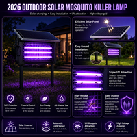 Lampe Solaire Anti-Moustiques Noire en ABS, Plastique Robuste, Résistante aux Intempéries