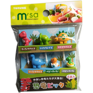 Vendas quentes Fun Bento Box Palitos de comida Palhetas de frutas Dinossauro Conjuntos de garfos de frutas para crianças Palhetas de frutas