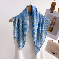 Petit col carré 70*70cm Foulard à cheveux Dernier design Motif à pois colorés Hijabs Foulards traditionnels en polyester de soie Châles