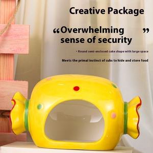 Boîte cadeau carrée à pois rouges, nid en céramique pour <span class=keywords><strong>hamster</strong></span>, nid en céramique rafraîchissant pour l'été - Product Image 4