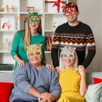 Lunettes de Noël créatives et amusantes Berry Red 2027 – Décoration de fête de Noël, monture de lunettes pour photos du Nouvel An