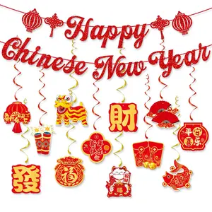 Nouvel an lunaire décoration nouvel an décorations fête du printemps bricolage bannière nouvel an chinois 2024 produits