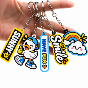 Llaveros de PVC con impresión UV de dibujos animados promocionales al por mayor de fábrica, llaveros de anime con logotipo personalizado para colgar en la mochila - Product Image 1